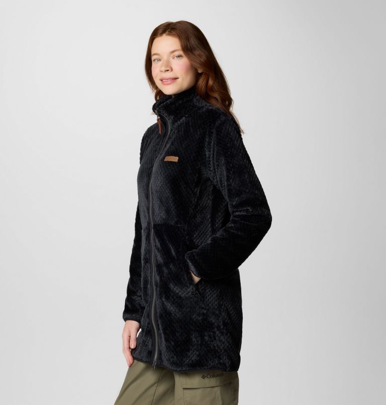Women's Fire Side Long Full Zip Fleece Jacket, Color: Black, image 4