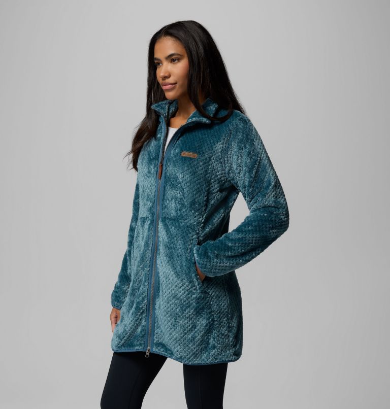 Women's Fire Side Long Full Zip Fleece Jacket, Color: Everblue, image 4