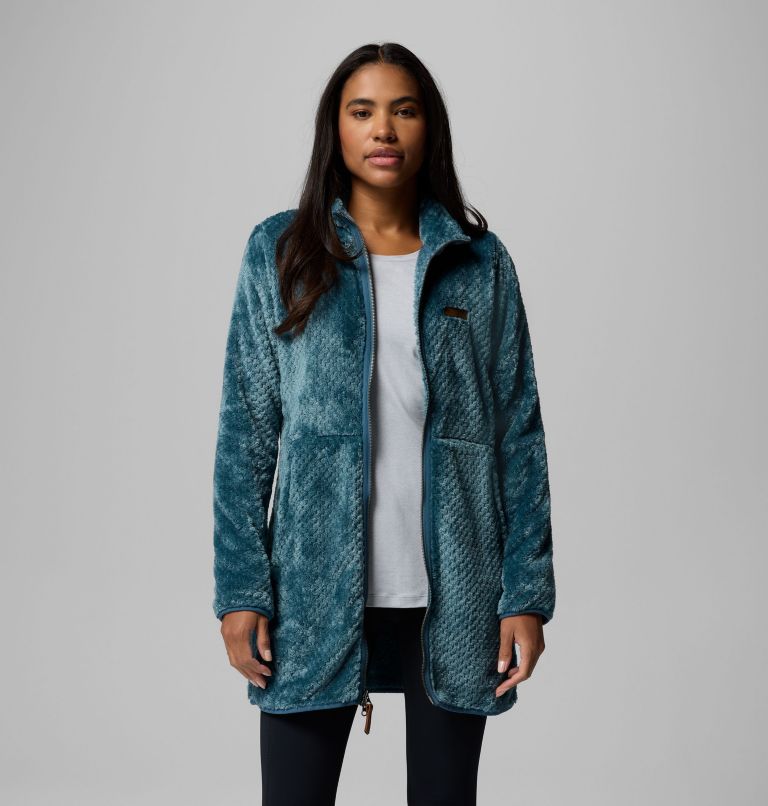 Women's Fire Side Long Full Zip Fleece Jacket, Color: Everblue, image 5
