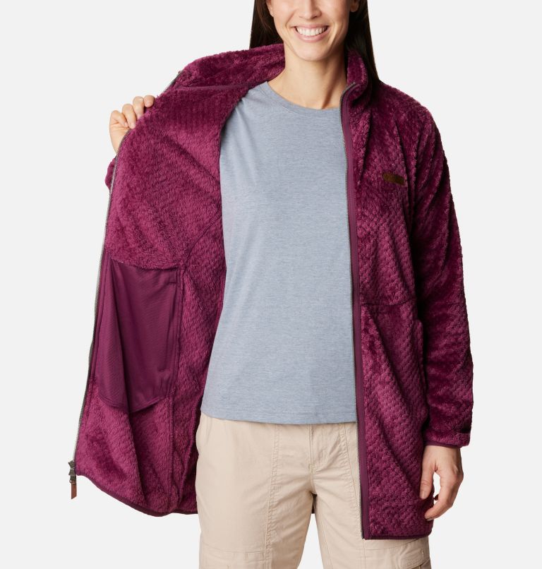 Thumbnail: Women's Fire Side Long Full Zip Fleece Jacket, Color: Marionberry, image 5