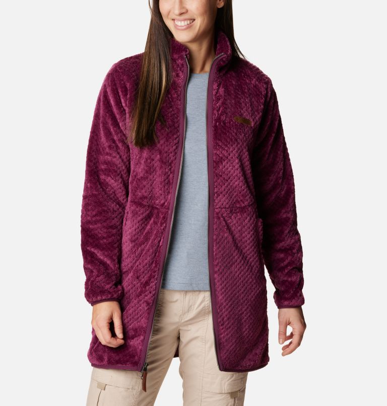 Women's Fire Side Long Full Zip Fleece Jacket, Color: Marionberry, image 6
