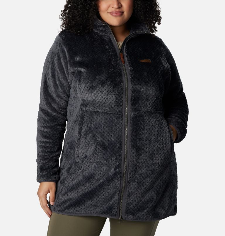 Manteau polaire avec fermeture éclair pleine longueur long Fire Side pour femmes – Grandes tailles, Color: Shark, image 1