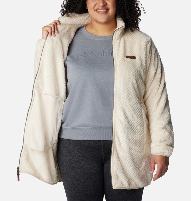 Thumbnail: Women's Fire Side Long Full Zip Fleece Jacket - Plus Size, Color: Chalk, image 5