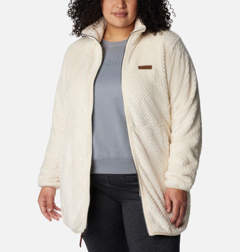 Thumbnail: Women's Fire Side Long Full Zip Fleece Jacket - Plus Size, Color: Chalk, image 6