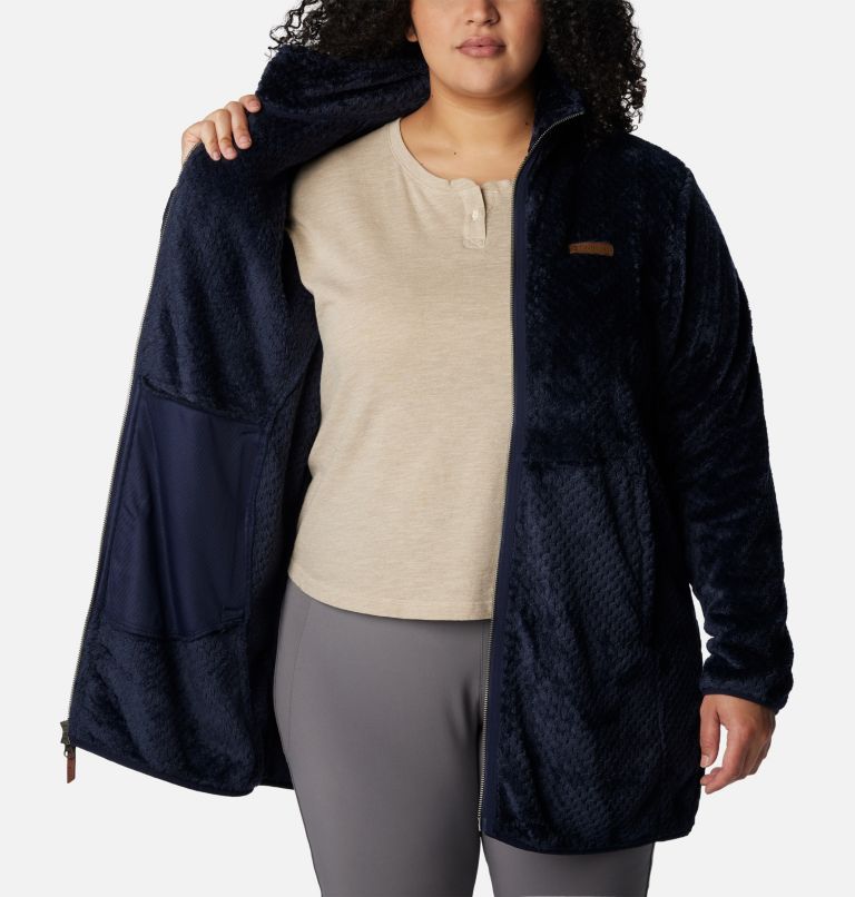 Thumbnail: Women's Fireside Long Full Zip Fleece Jacket - Plus Size, Color: Dark Nocturnal, image 5