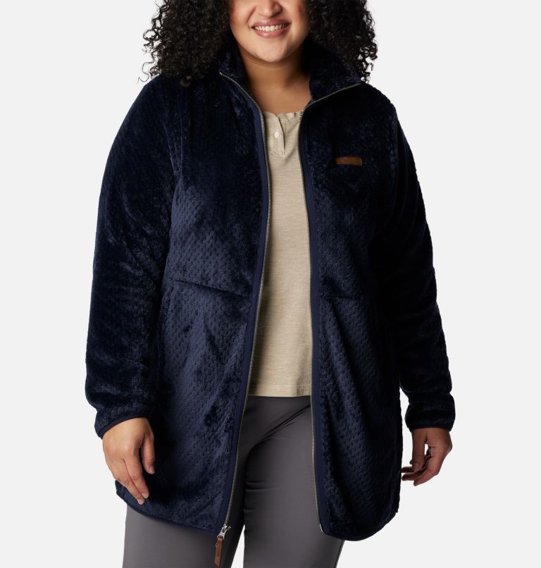 Thumbnail: Manteau polaire avec fermeture éclair pleine longueur long Fire Side pour femmes – Grandes tailles, Color: Dark Nocturnal, image 6