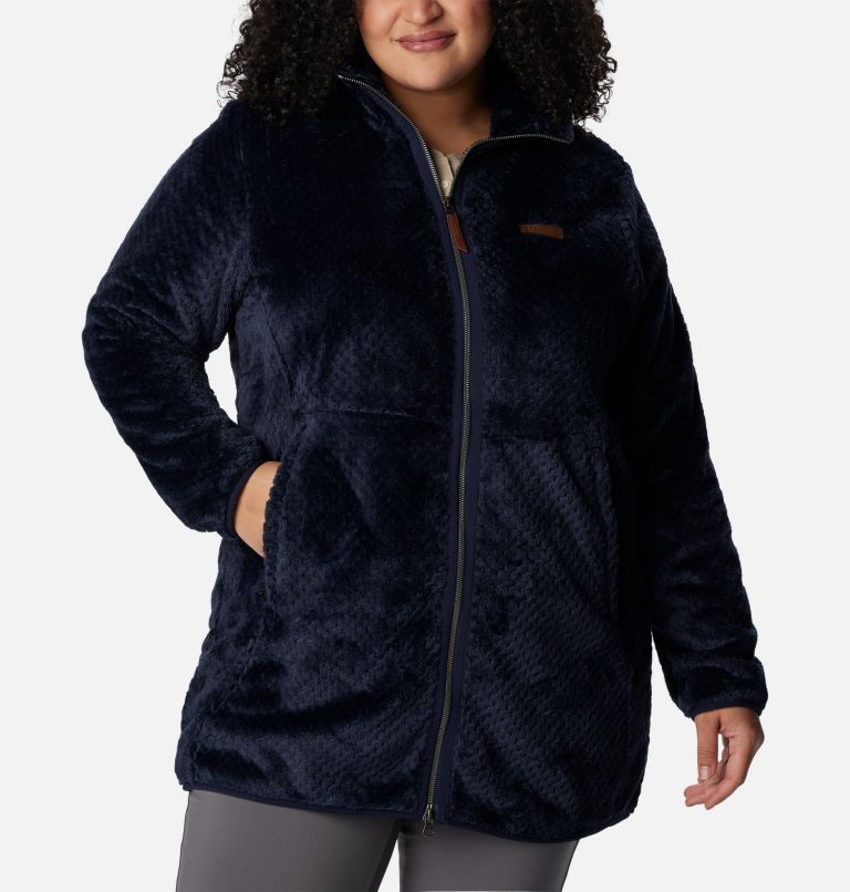 Thumbnail: Manteau polaire avec fermeture éclair pleine longueur long Fireside pour femmes – Grandes tailles, Color: Dark Nocturnal, image 1