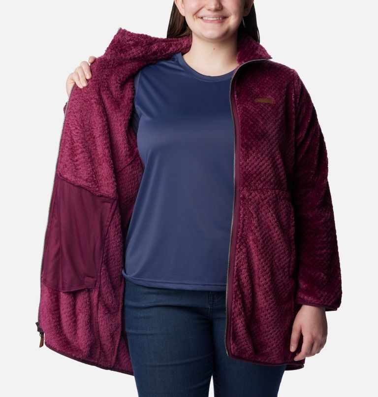 Women's Fire Side Long Full Zip Fleece Jacket - Plus Size, Color: Marionberry, image 5