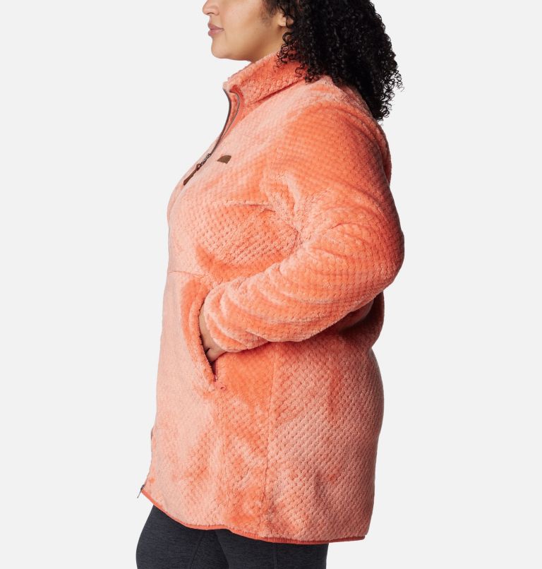 Thumbnail: Women's Fire Side Long Full Zip Fleece Jacket - Plus Size, Color: Faded Peach, image 3