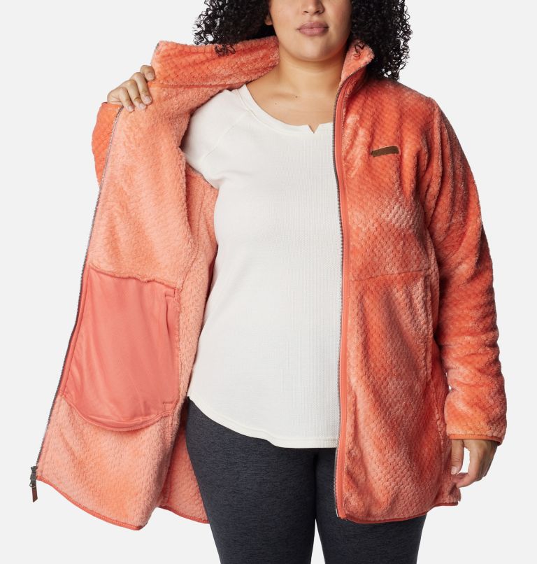Thumbnail: Women's Fire Side Long Full Zip Fleece Jacket - Plus Size, Color: Faded Peach, image 5