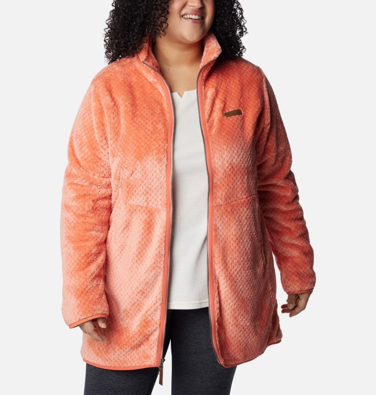 Thumbnail: Women's Fire Side Long Full Zip Fleece Jacket - Plus Size, Color: Faded Peach, image 6