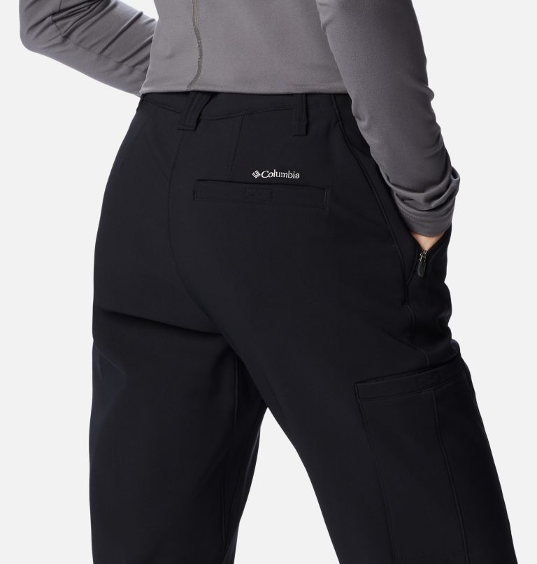 Women's Back Beauty Warm Softshell Pants, Color: Black, image 5
