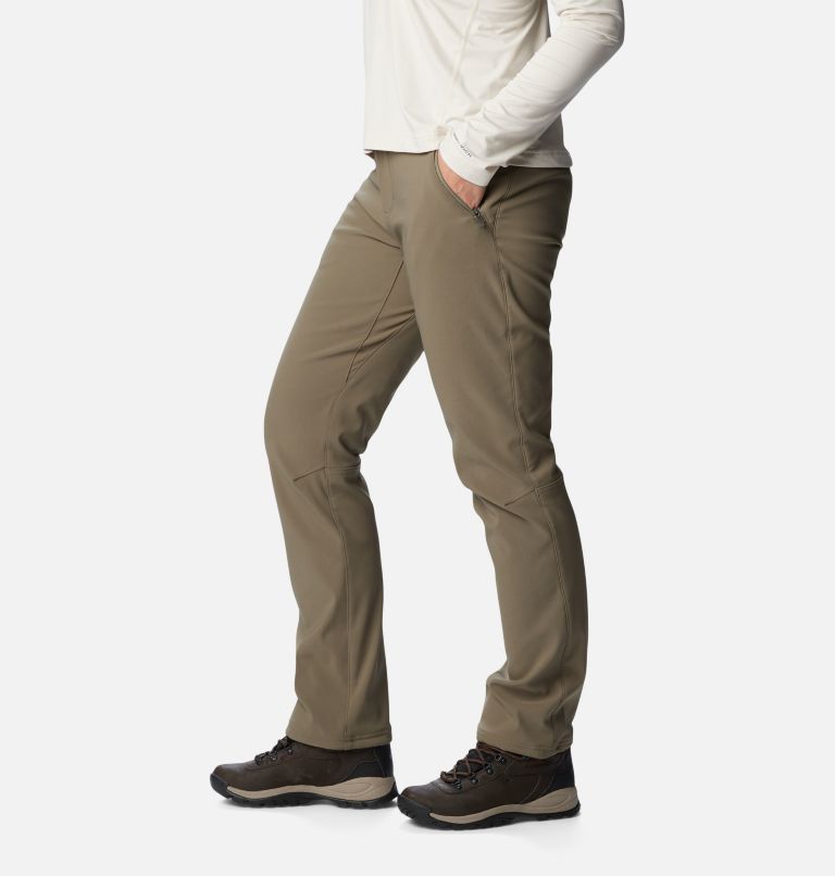Women's Back Beauty Warm Softshell Pants, Color: Stone Green, image 3
