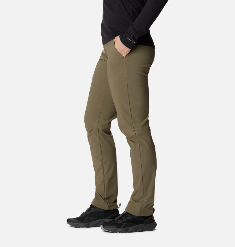 Women's Back Beauty Softshell Pants, Color: Stone Green, image 3