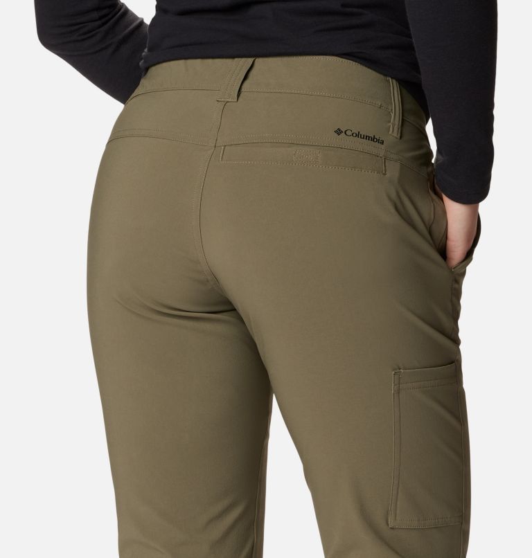 Thumbnail: Women's Back Beauty Softshell Pants, Color: Stone Green, image 5