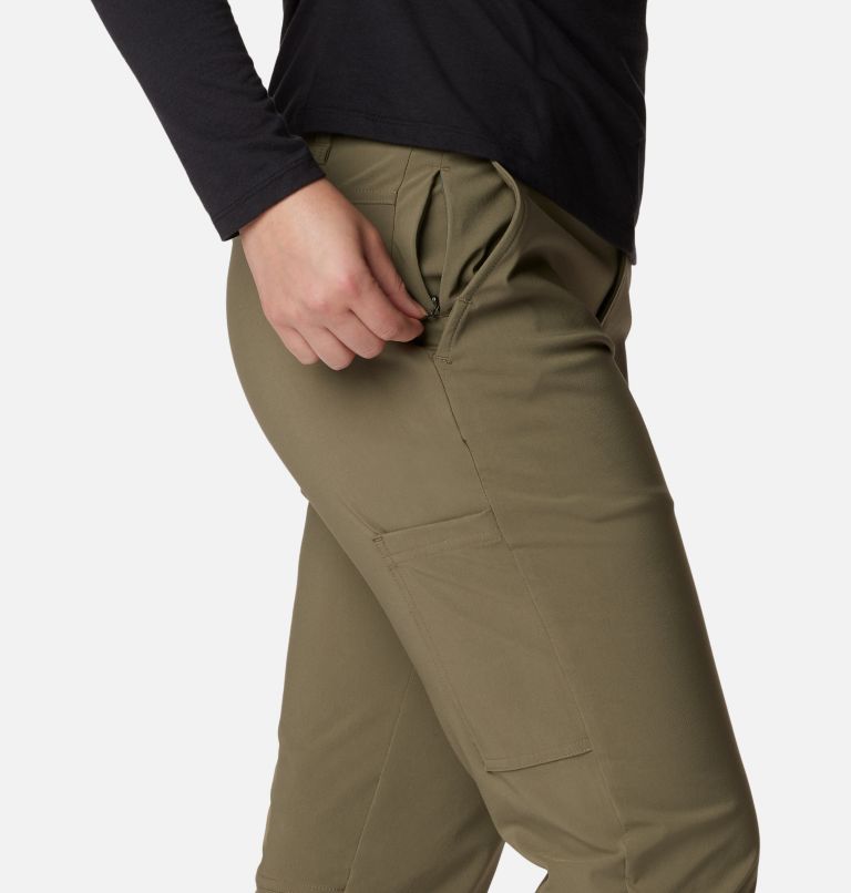 Thumbnail: Women's Back Beauty Softshell Pants, Color: Stone Green, image 6