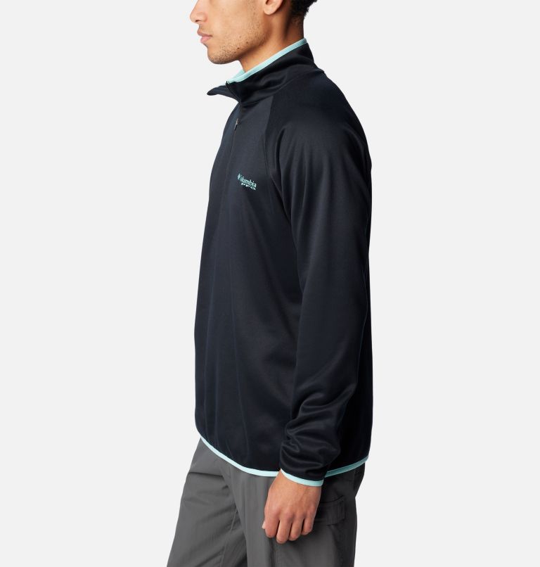 Men's PFG Terminal Fleece Quarter Zip Pullover, Color: Black, Gulf Stream, image 3