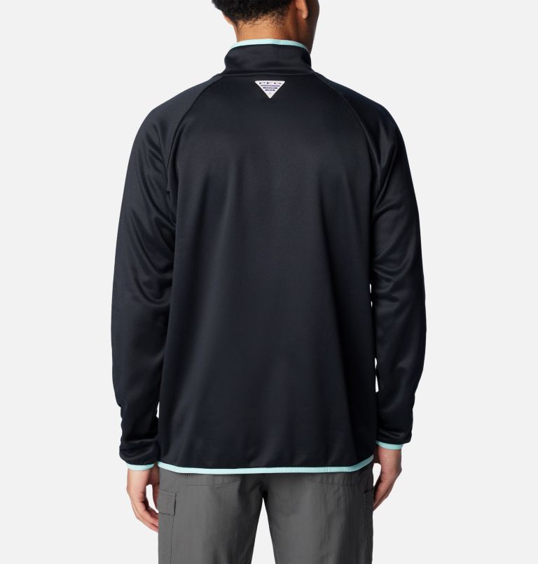 Men's PFG Terminal Fleece Quarter Zip Pullover, Color: Black, Gulf Stream, image 2