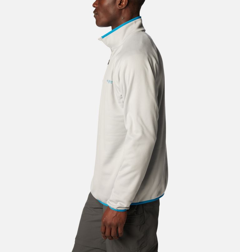 Men's PFG Terminal Fleece Quarter Zip Pullover, Color: Cool Grey, Pool, image 3