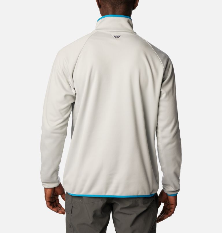 Thumbnail: Men's PFG Terminal Fleece Quarter Zip Pullover, Color: Cool Grey, Pool, image 2