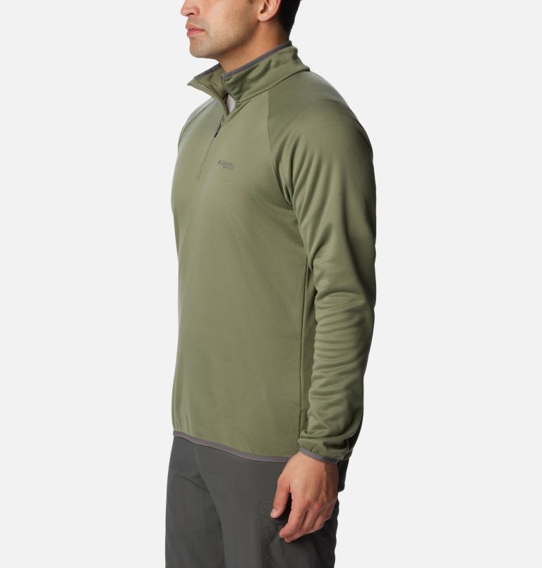 Thumbnail: Men's PFG Terminal Fleece Quarter Zip Pullover, Color: Cypress, City Grey, image 3
