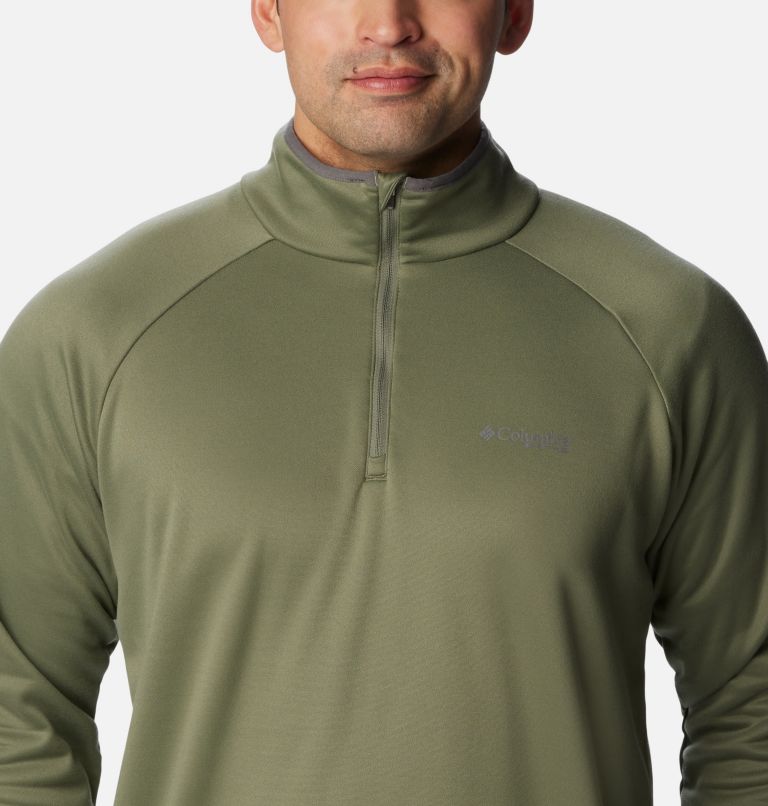 Men's PFG Terminal Fleece Quarter Zip Pullover, Color: Cypress, City Grey, image 4