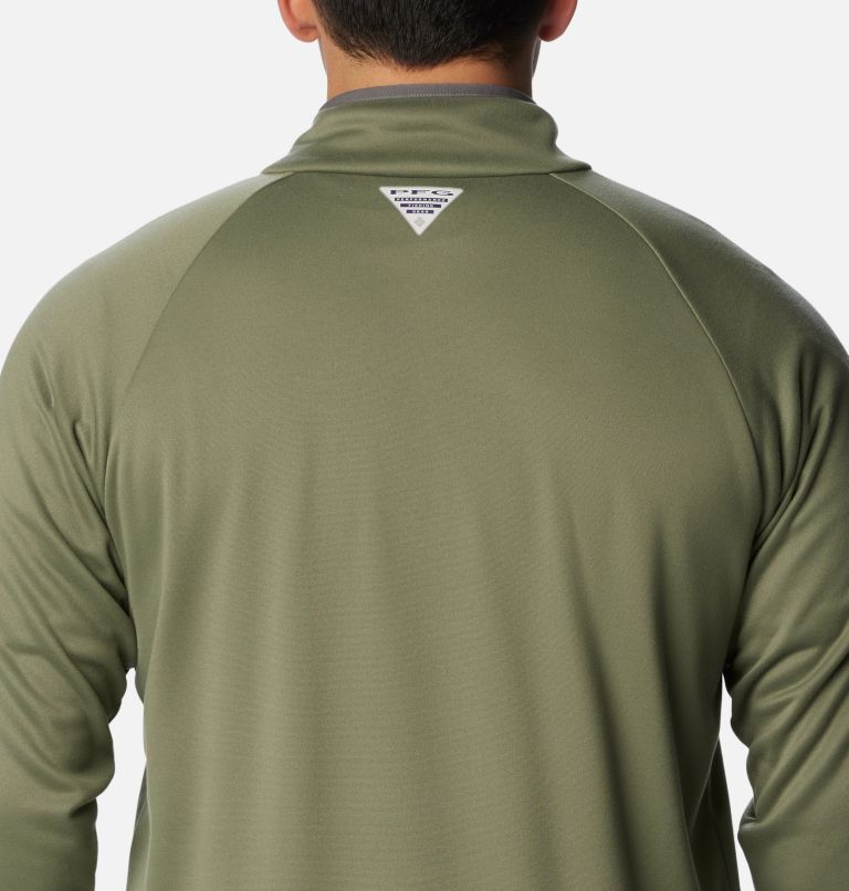 Thumbnail: Men's PFG Terminal Fleece Quarter Zip Pullover, Color: Cypress, City Grey, image 5