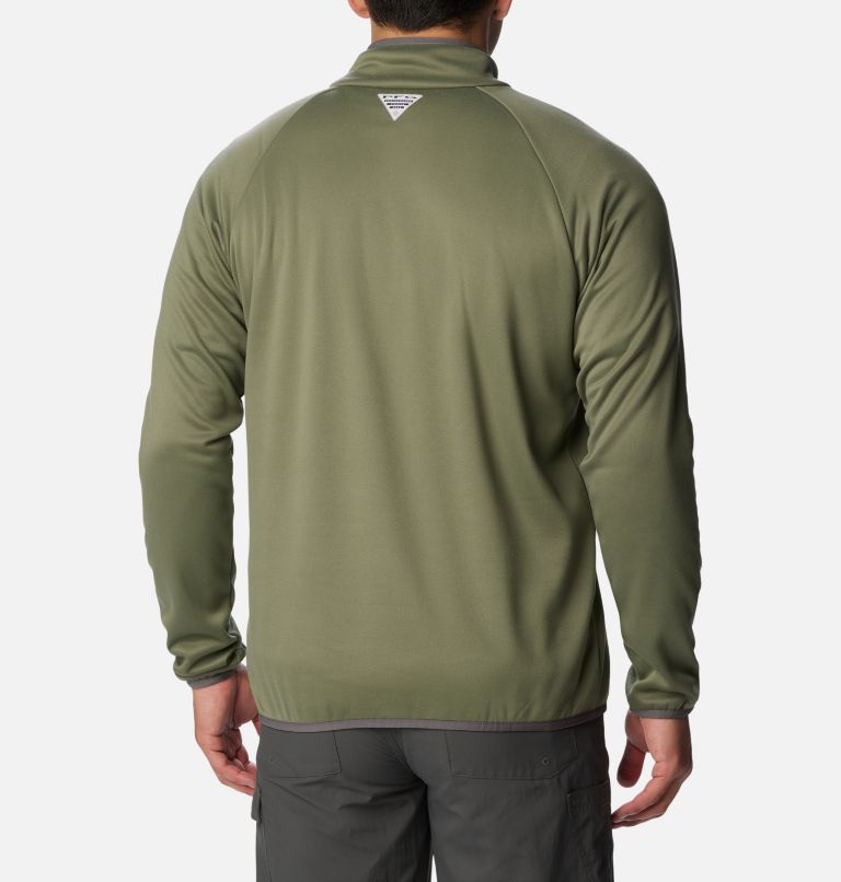 Men's PFG Terminal Fleece Quarter Zip Pullover, Color: Cypress, City Grey, image 2