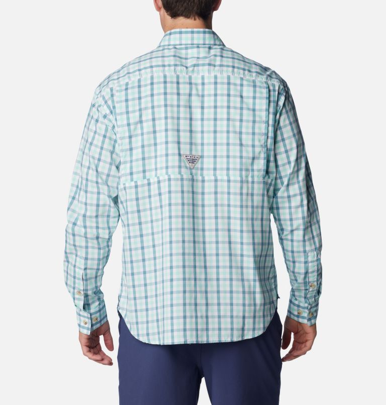 Thumbnail: Men's PFG Super Bonefish Long Sleeve Shirt, Color: Tranquil Teal Easy Gingham, image 2