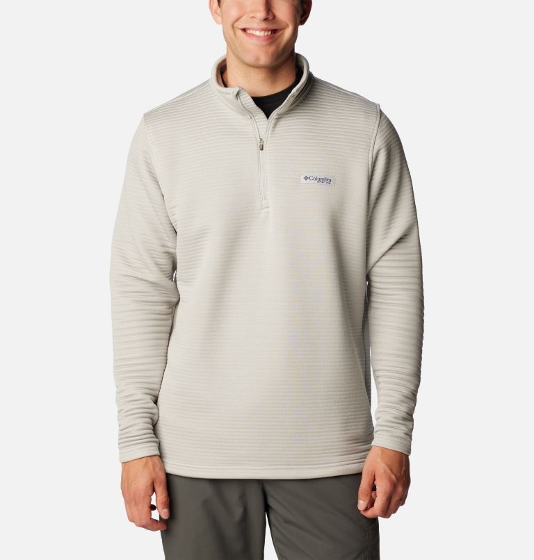Men's PFG Bonefish Quarter Zip Pullover, Color: Cool Grey, image 1