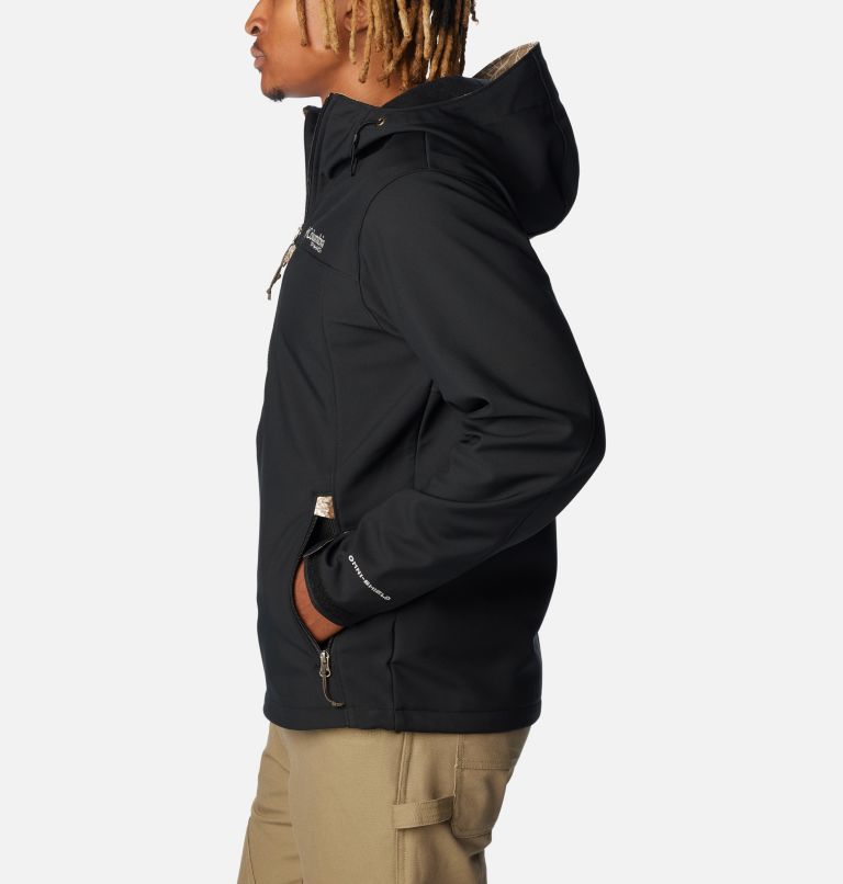 Thumbnail: Men's PHG Ascender Softshell Hooded Jacket, Color: Black, Realtree Edge, image 3