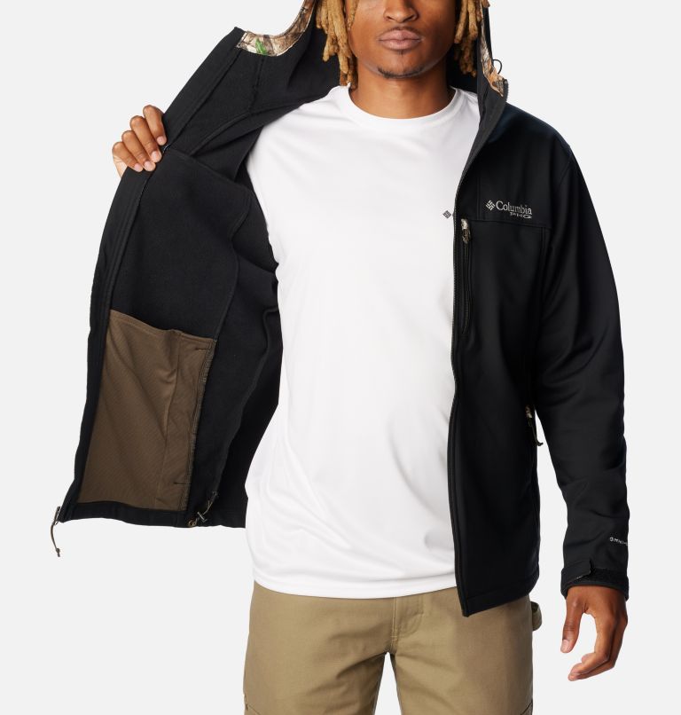 Thumbnail: Men's PHG Ascender Softshell Hooded Jacket, Color: Black, Realtree Edge, image 5