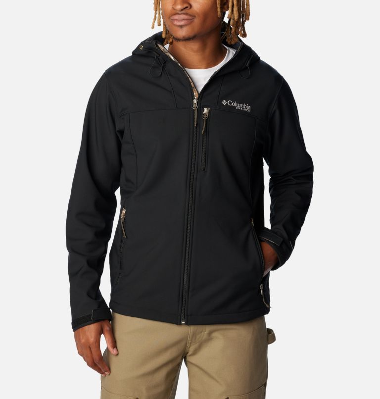 Men's PHG Ascender Softshell Hooded Jacket, Color: Black, Realtree Edge, image 1