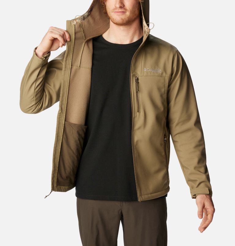 Thumbnail: Men's PHG Ascender Softshell Hooded Jacket, Color: Flax, Realtree Edge, image 5