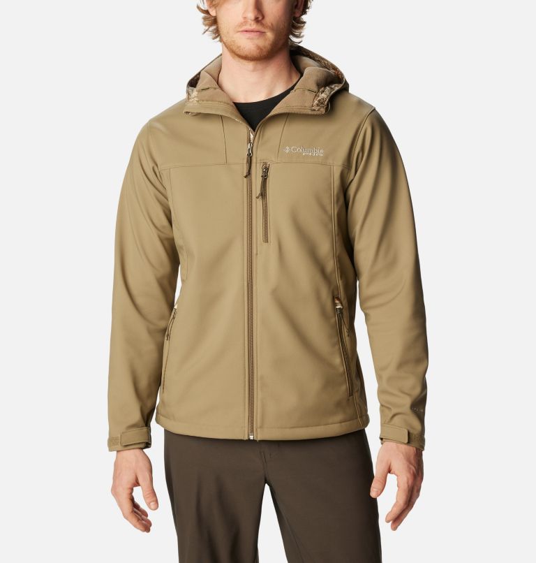 Thumbnail: Men's PHG Ascender Softshell Hooded Jacket, Color: Flax, Realtree Edge, image 1