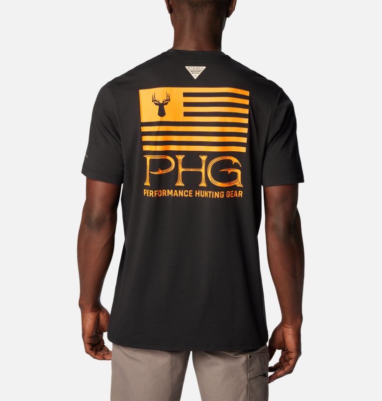 Thumbnail: Men's PHG Seasonal Short Sleeve Tech T-Shirt, Color: Black, Blaze Buck Star, image 1
