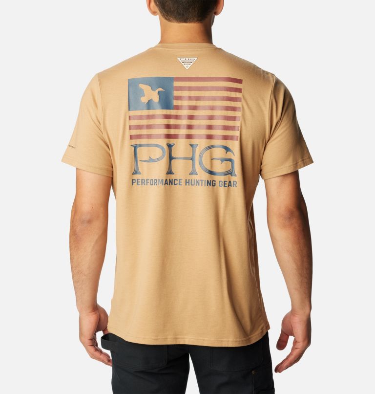 Thumbnail: Men's PHG Seasonal Short Sleeve Tech T-Shirt, Color: Sahara, Red Rocks Duck Star, image 1