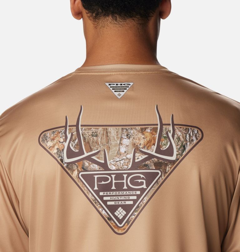 Thumbnail: Men's PHG Terminal Shot Camo Triangle Long Sleeve Shirt, Color: Sahara, RT Edge Antlers, image 5
