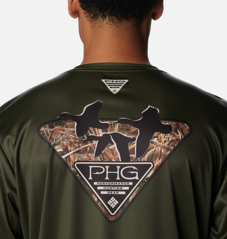 Men's PHG Terminal Shot Camo Triangle Long Sleeve Shirt, Color: Surplus Green, RT Max5 Waterfowl, image 5