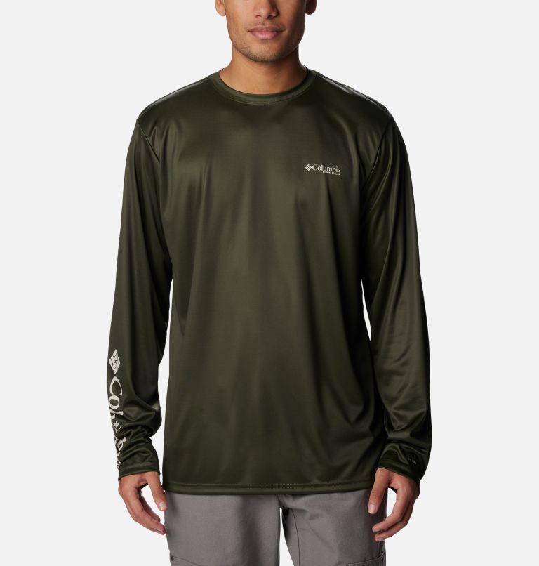 Men's PHG Terminal Shot Camo Triangle Long Sleeve Shirt, Color: Surplus Green, RT Max5 Waterfowl, image 1