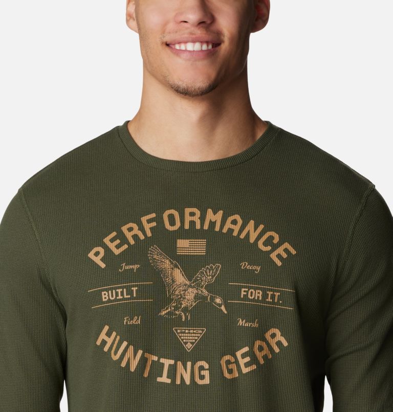 Thumbnail: Men's PHG Built For It Waffle Long Sleeve Shirt, Color: Surplus Green, Sahara Duck, image 4