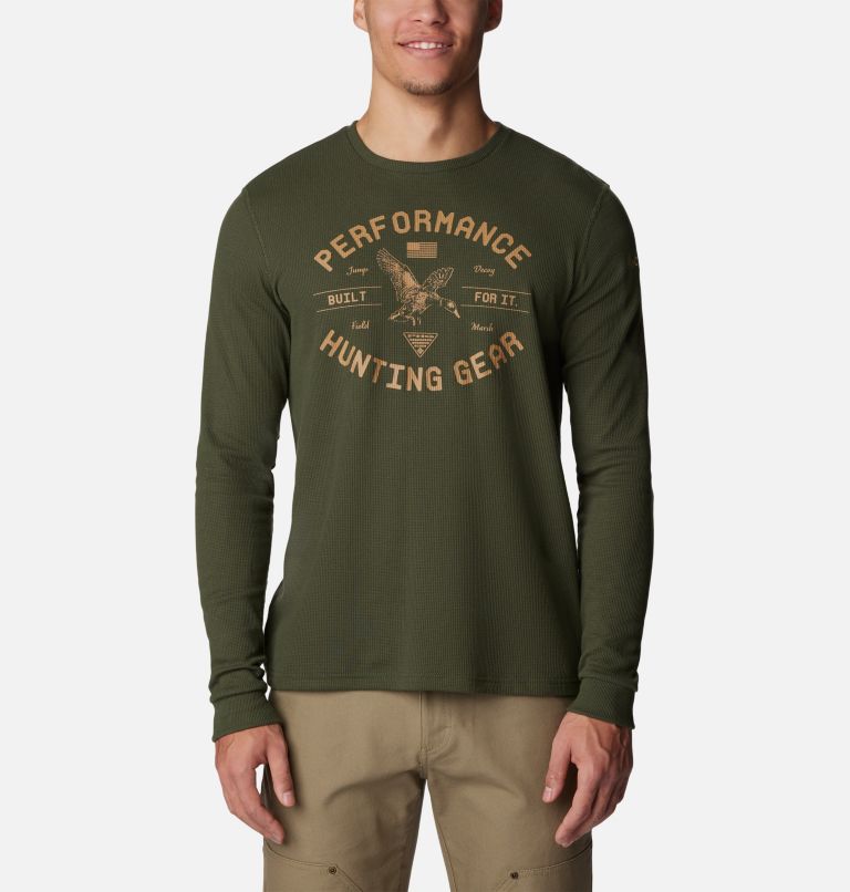 Thumbnail: Men's PHG Built For It Waffle Long Sleeve Shirt, Color: Surplus Green, Sahara Duck, image 1