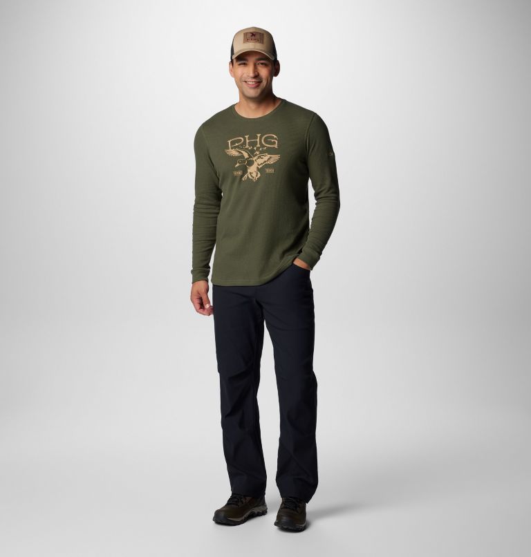 Men's PHG Built For It Waffle Long Sleeve Shirt, Color: Surplus Green, Busted Duck, image 3