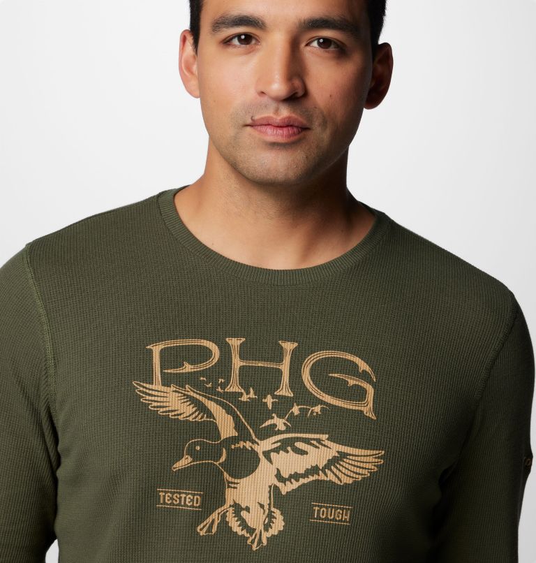 Men's PHG Built For It Waffle Long Sleeve Shirt, Color: Surplus Green, Busted Duck, image 5