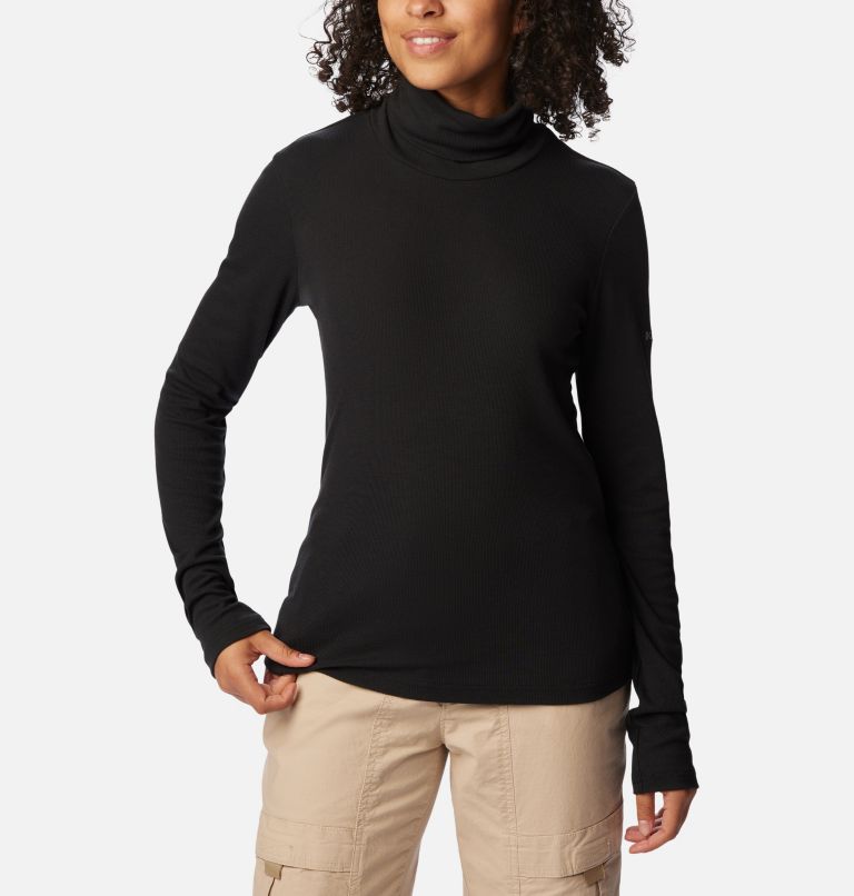 Women's Boundless Trek Ribbed Turtleneck Long Sleeve Shirt, Color: Black, image 5