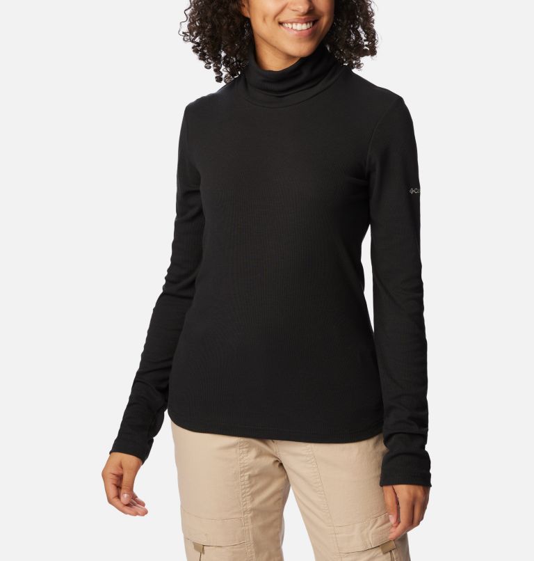 Women's Boundless Trek Ribbed Turtleneck Long Sleeve Shirt, Color: Black, image 1