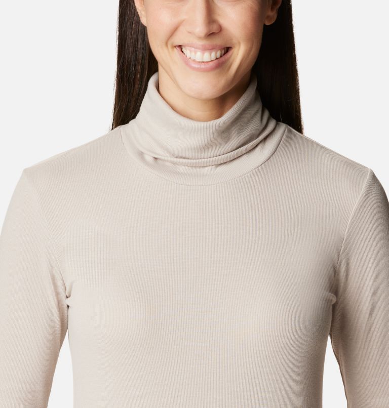 Thumbnail: Women's Boundless Trek Ribbed Turtleneck Long Sleeve Shirt, Color: Dark Stone, image 4