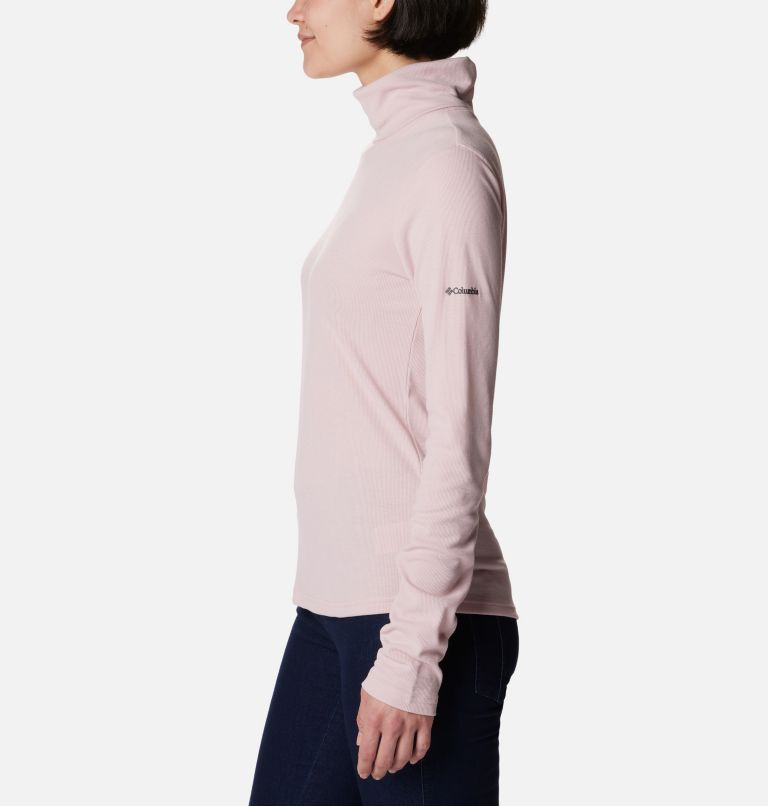 Thumbnail: Women's Boundless Trek Ribbed Turtleneck Long Sleeve Shirt, Color: Dusty Pink, image 3