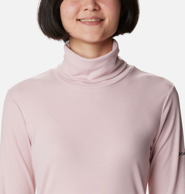 Women's Boundless Trek Ribbed Turtleneck Long Sleeve Shirt, Color: Dusty Pink, image 4