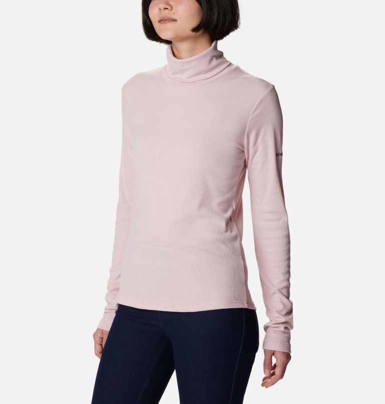 Women's Boundless Trek Ribbed Turtleneck Long Sleeve Shirt, Color: Dusty Pink, image 5